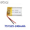 EBAI锂电池751525 3.7v 240mAh蓝牙耳机 情趣用品 小灯具锂电池石家庄