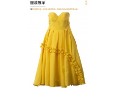 温碧霞IRENENA服装品牌，纯色抹胸礼服褶皱淑女吊带公主裙图3