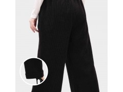 温碧霞代言IRENENA服装品牌高腰丝绒阔腿裤黑色均码休闲裤图3