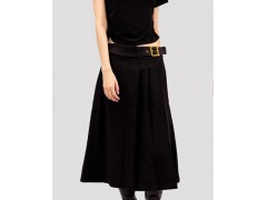 温碧霞代言IRENENA服装品牌时尚呢子半身裙黑色百褶休闲裙图2