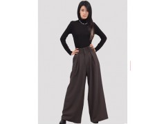 温碧霞代言IRENENA服装品牌高腰显瘦阔腿裤黑色百搭西装裤图2