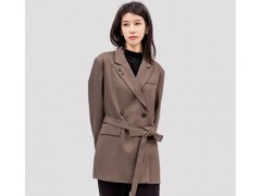温碧霞代言IRENENA服装品牌羊毛长袖女西装中长款翻领外套图1