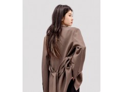 温碧霞代言IRENENA服装品牌羊毛长袖女西装中长款翻领外套图2